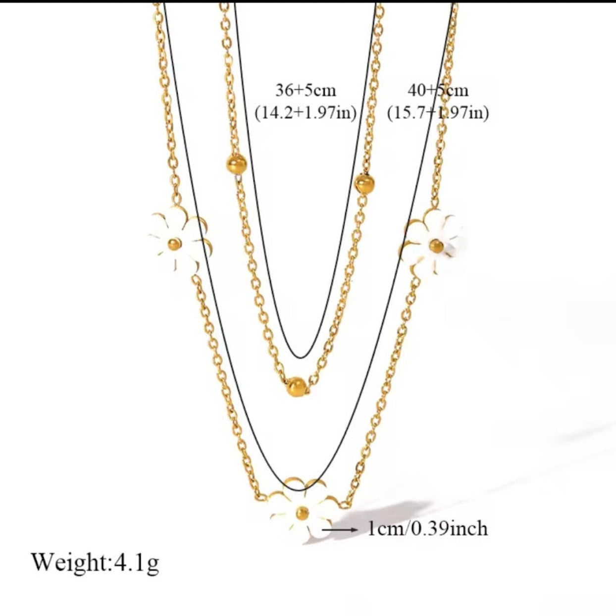 DAISIES OF PEARL  - DOUBLE CHAIN WATERPROOF 18K GOLD NECKLACE