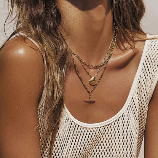 LAYERED FOB CHAIN - 18K GOLD OR SILVER WATERPROOF NECKLACE - Premium Necklace from www.beachboho.com.au - Just $95! Shop now at www.beachboho.com.au