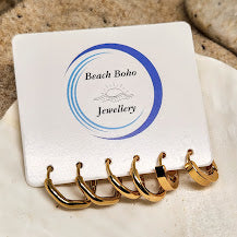 HUGGIES SETS OF 3  - 18k GOLD WATERPROOF CUBIC ZIRCONIA EARRINGS