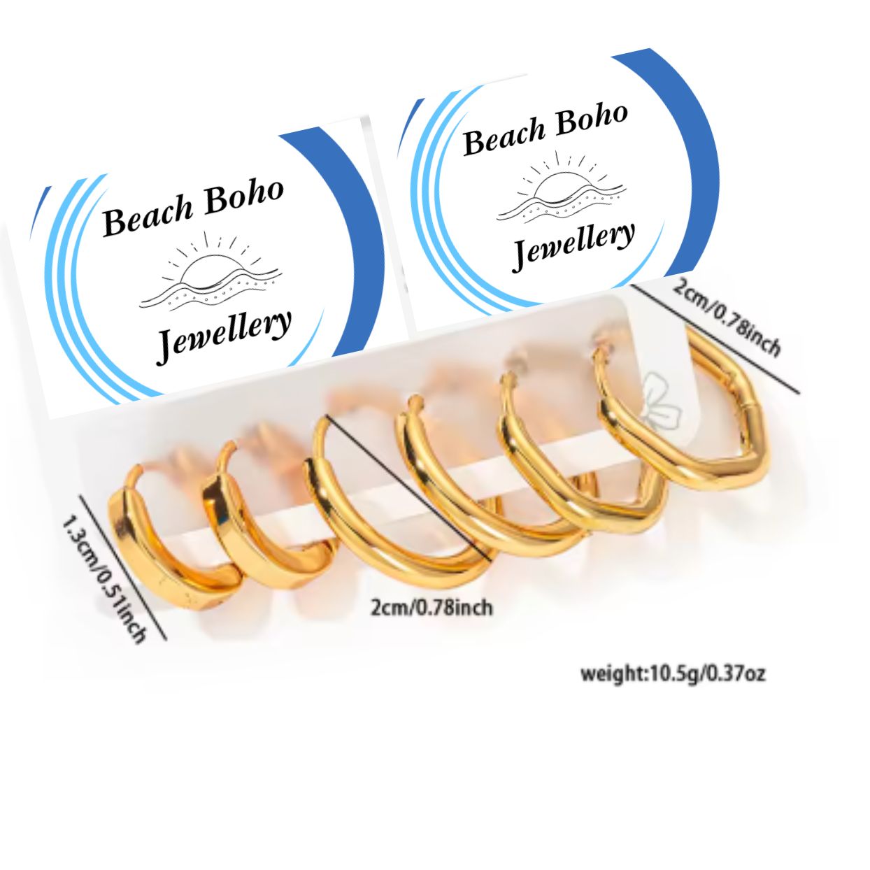 HUGGIES SETS OF 3  - 18k GOLD WATERPROOF CUBIC ZIRCONIA EARRINGS