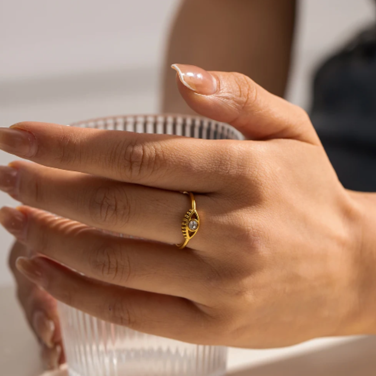 Evil eye adjustable online ring