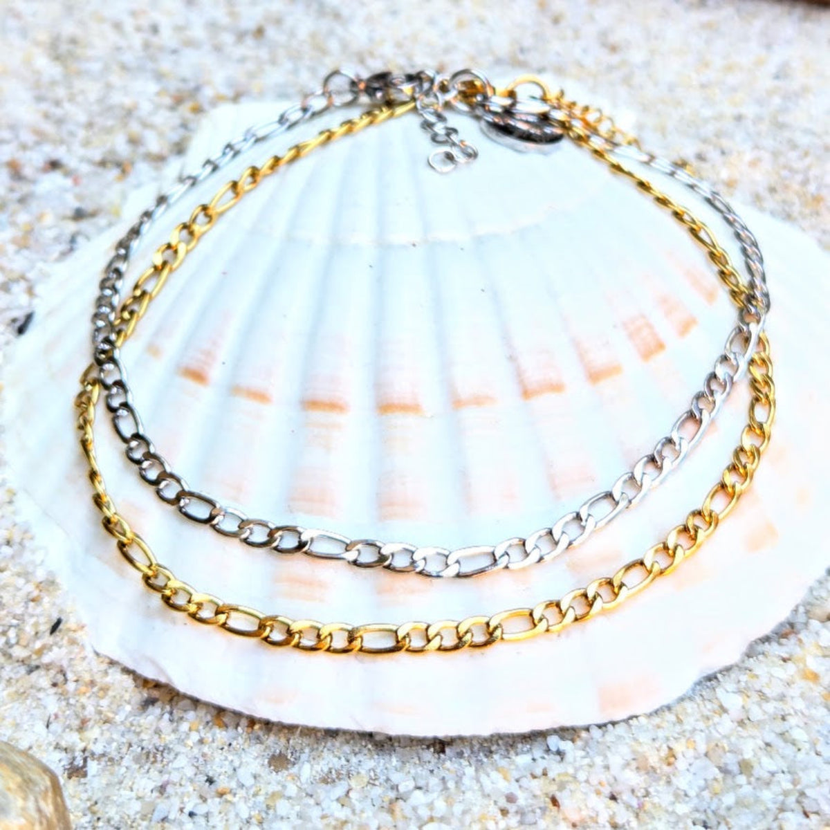 Figaro Chain Silver or Gold - Waterproof Beach Boho Anklets