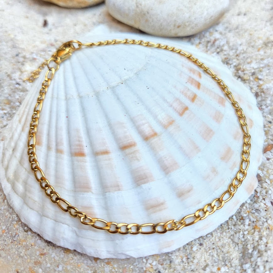 Figaro Chain Silver or Gold - Waterproof Beach Boho Anklets