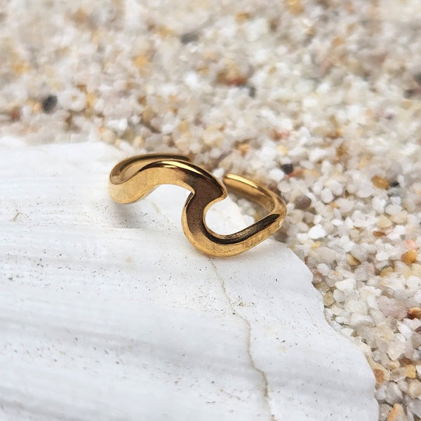 Waves Rose Gold Gold Silver Waterproof Toe Ring