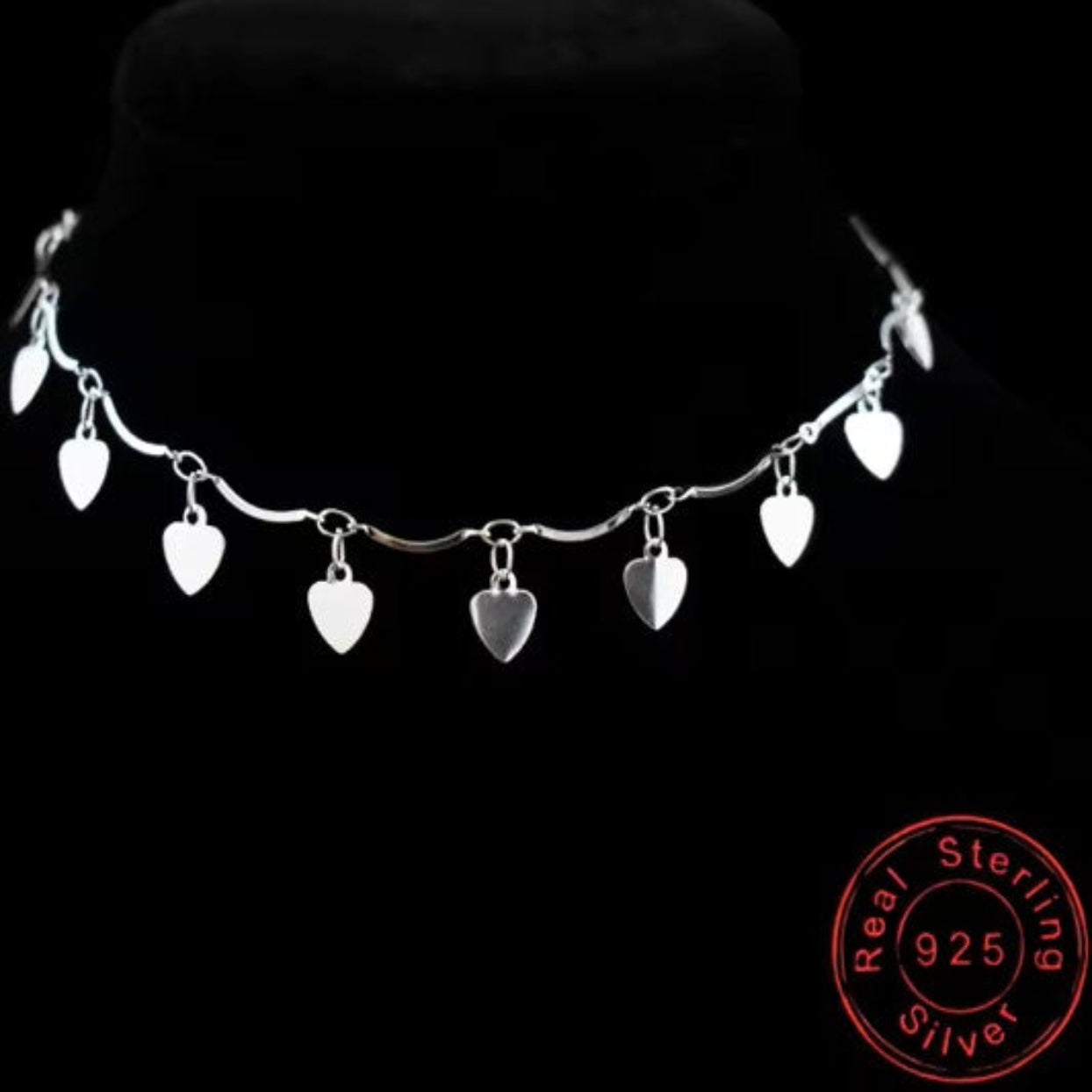 TWO OF HEARTS  925 STERLING SILVER ANKLET
