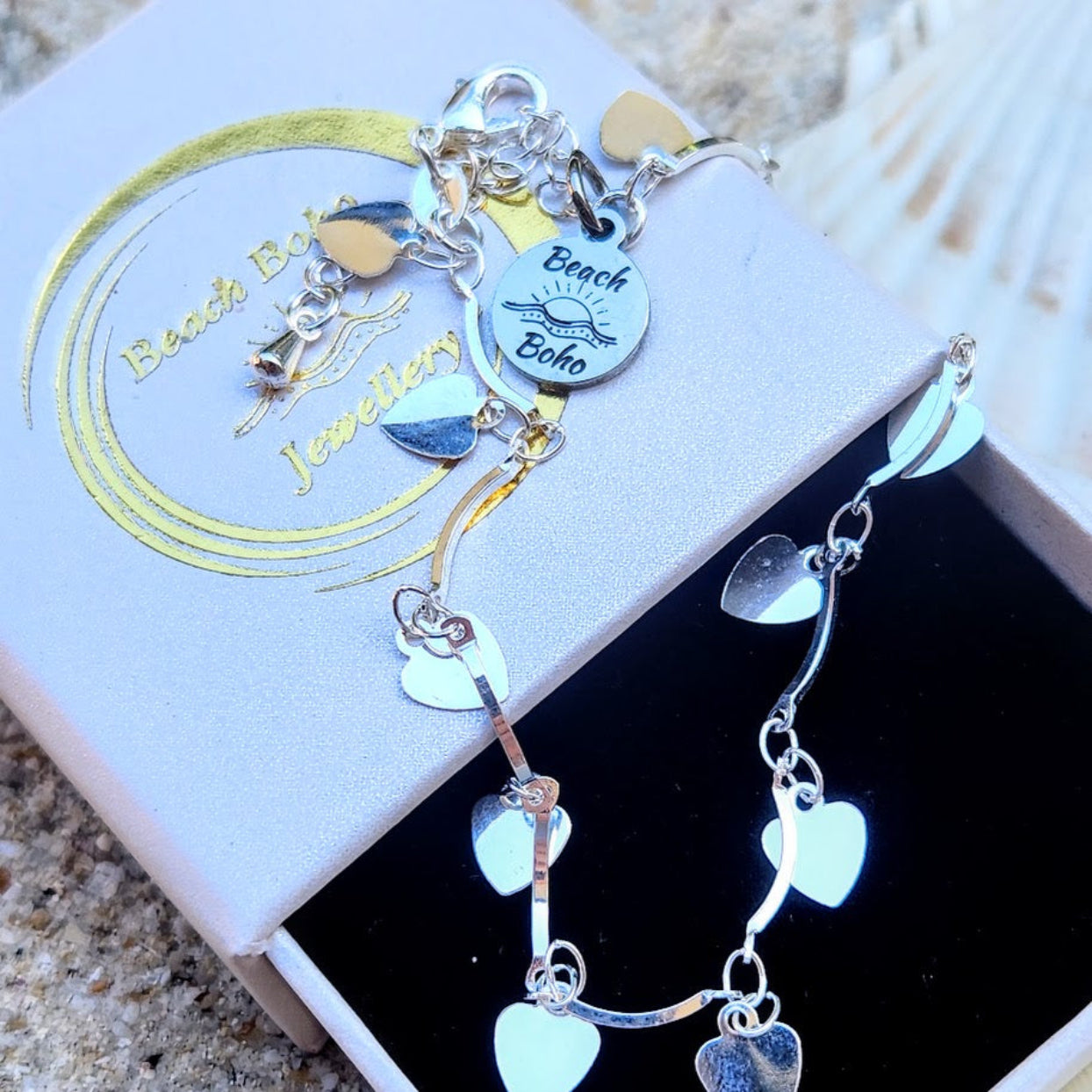 TWO OF HEARTS  925 STERLING SILVER ANKLET