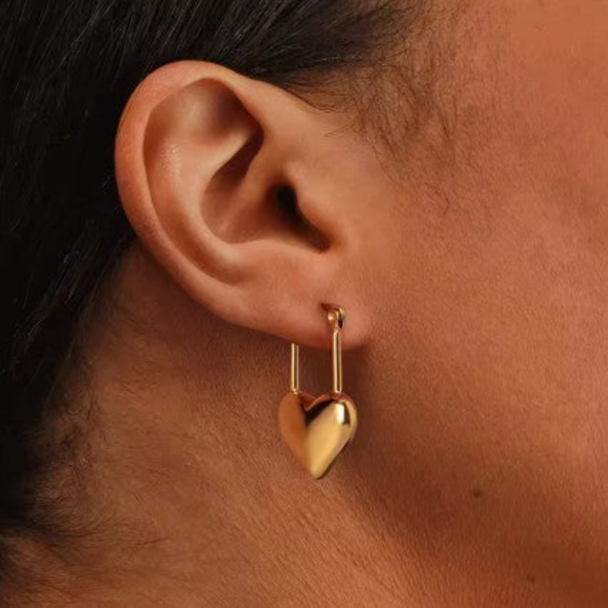 GOLD HEARTS  - 18K GOLD  WATERPROOF HOOK EARRINGS