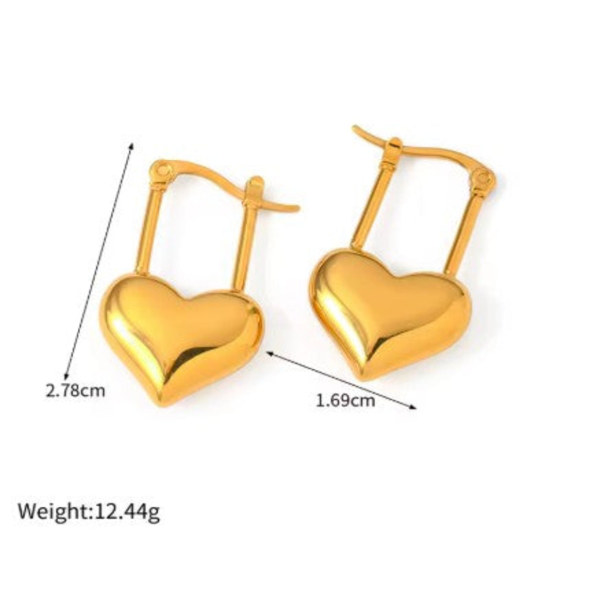 GOLD HEARTS  - 18K GOLD  WATERPROOF HOOK EARRINGS