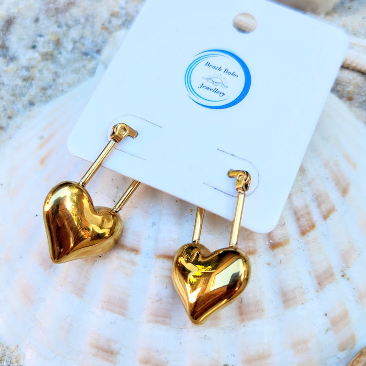 GOLD HEARTS  - 18K GOLD  WATERPROOF HOOK EARRINGS