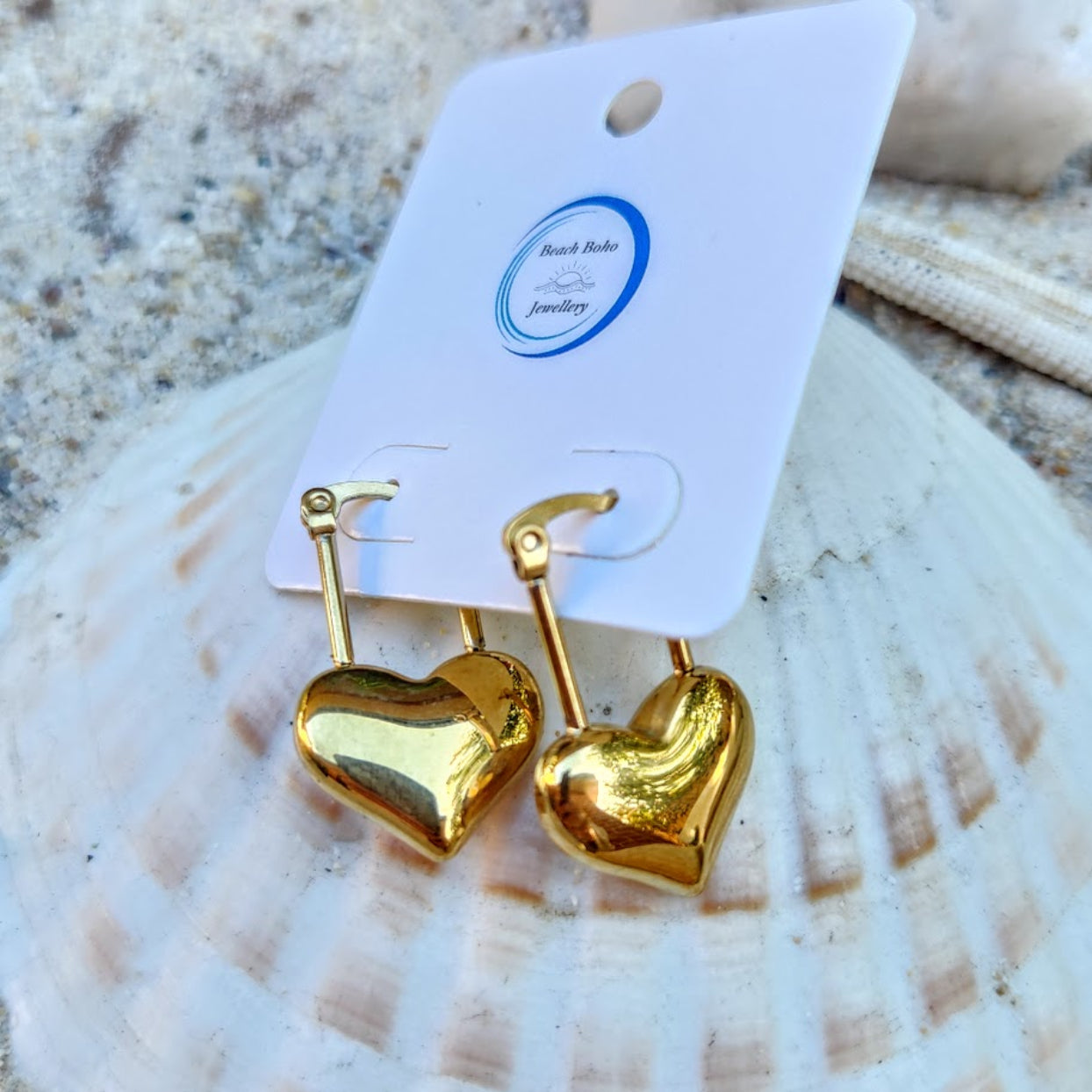 GOLD HEARTS  - 18K GOLD  WATERPROOF HOOK EARRINGS