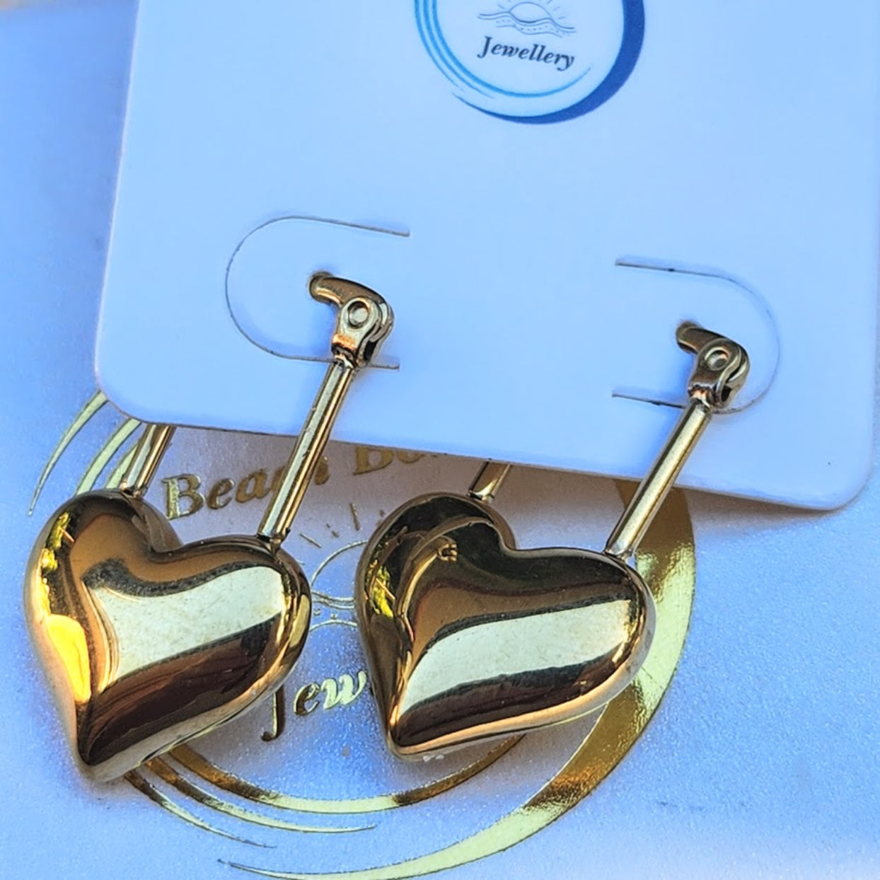 GOLD HEARTS  - 18K GOLD  WATERPROOF HOOK EARRINGS