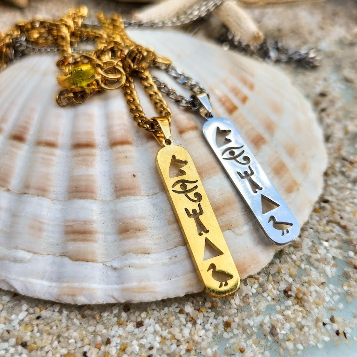 EGYPTIAN HIEROGLYPHIC MEN'S 18K GOLD OR SILVER WATERPROOF NECKLACE - Premium necklaces from www.beachboho.com.au - Just $60! Shop now at www.beachboho.com.au