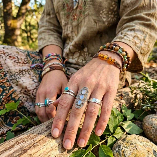 THREE BLUE MOONS - TRIPLE 925 SILVER STATEMENT RING