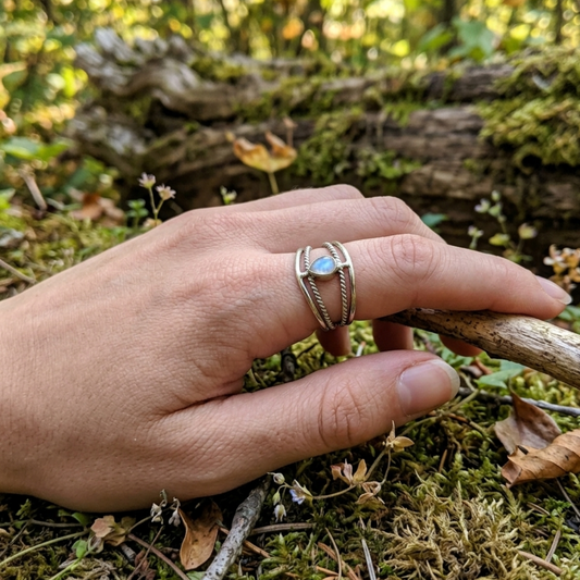 PEARL SILVER DROP - DOUBLE BANDED 925 RING