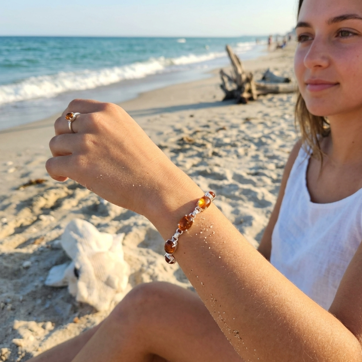 CALMING SUN  - BALTIC AMBER 925 BRACELET