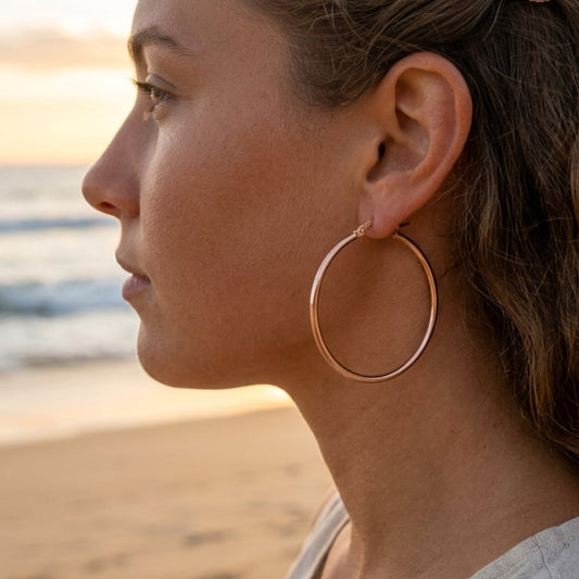 Rose Gold Waterproof Classic Hoops Earrings