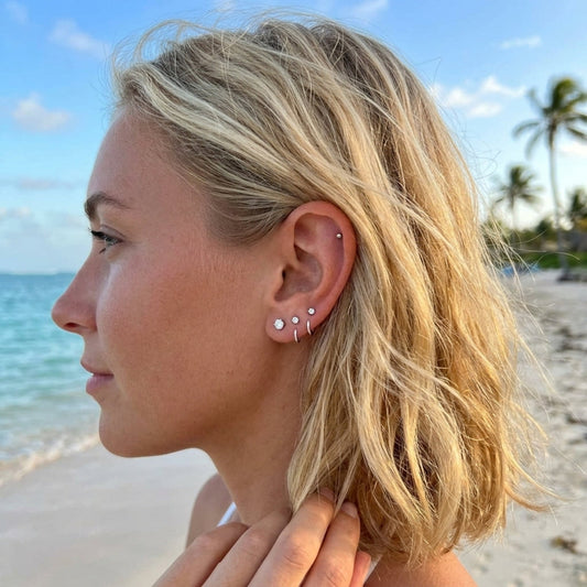 Set of Two - Waterproof Cubic Zirconia Back Silver & Gold Piercings