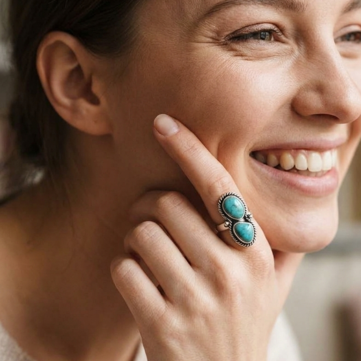 Double Green - Turquoise 925 Stone Ring