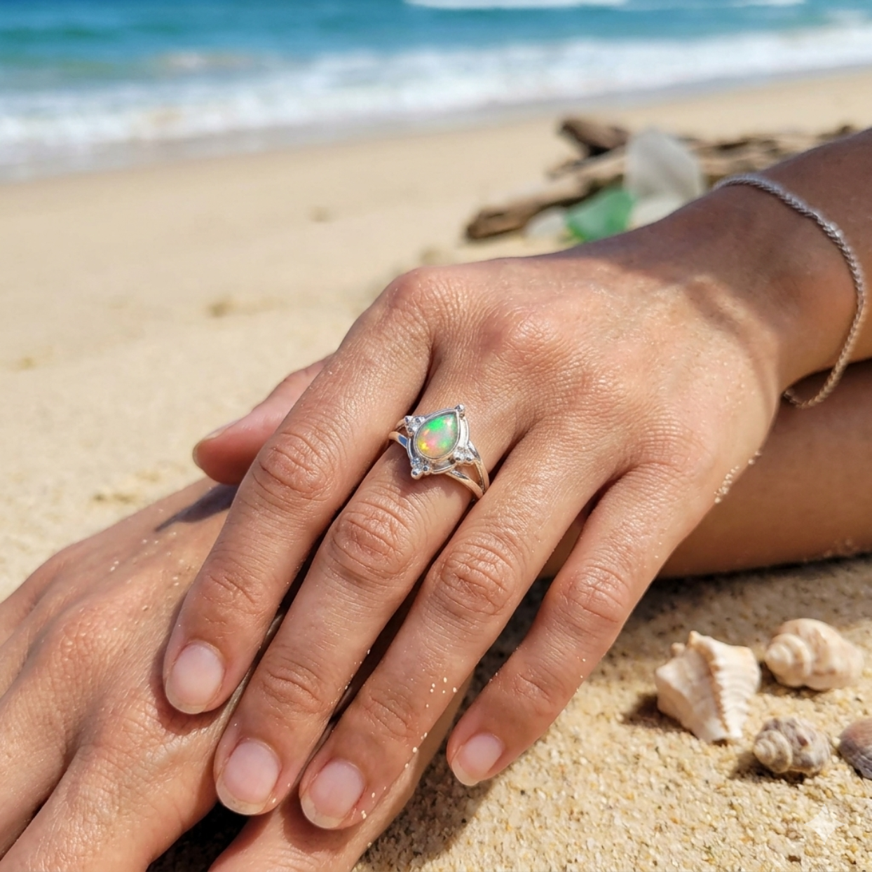 RAINBOW OPAL DREAMS - OPAL 925 STERLING SILVER RING