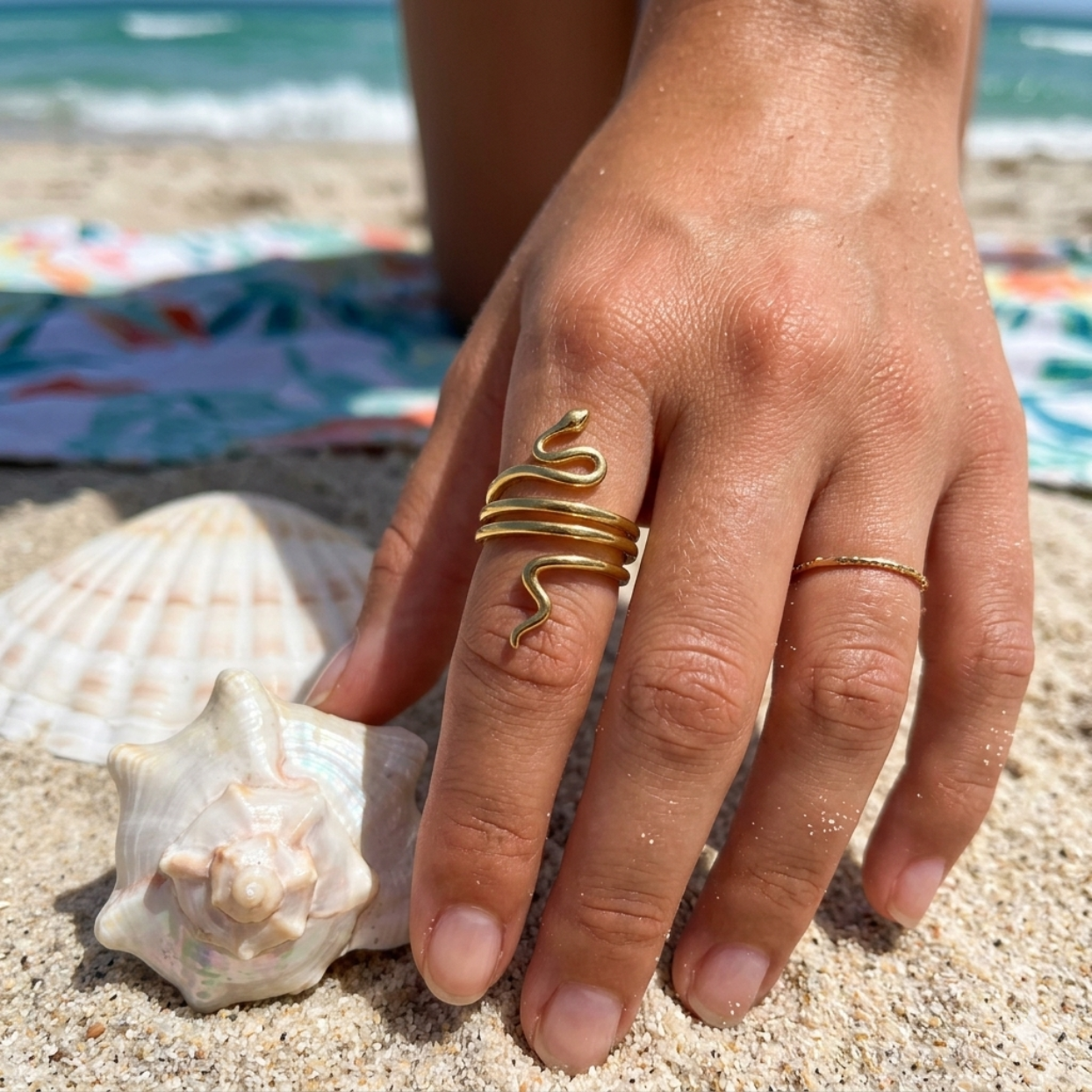 Sea Sky Shell Star Ring