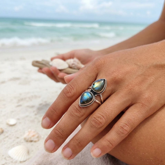 SEE CLEARLY - LABRADORITE 925 BOHO STATEMENT RING