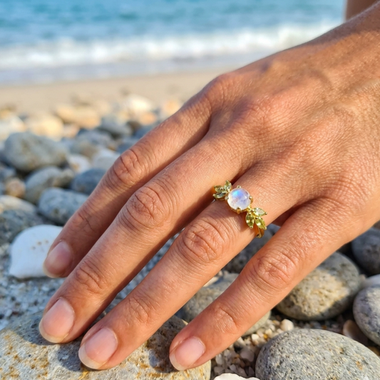 GREEN LEAF - VERMEIL 925 GOLD RINGS