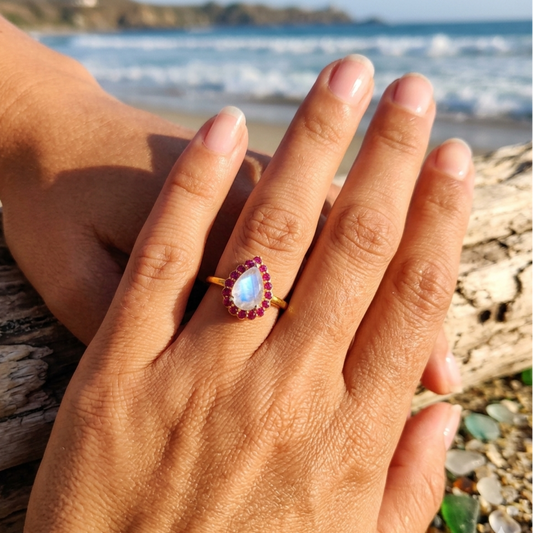 SWEET PINK MOON CLOUDS - PINK TOURMALINE 925 VERMEIL GOLD RINGS