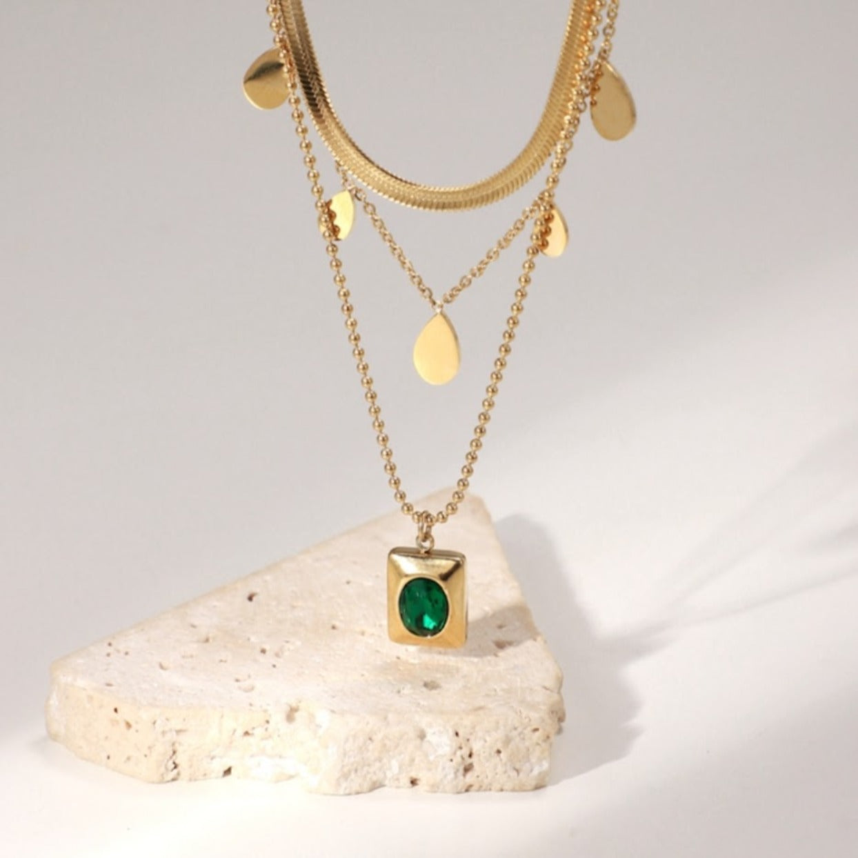 EMERALD ELEGANCE - WATERPROOF LAYERED GOLD NECKLACE - Premium Necklace from www.beachboho.com.au - Just $65! Shop now at www.beachboho.com.au