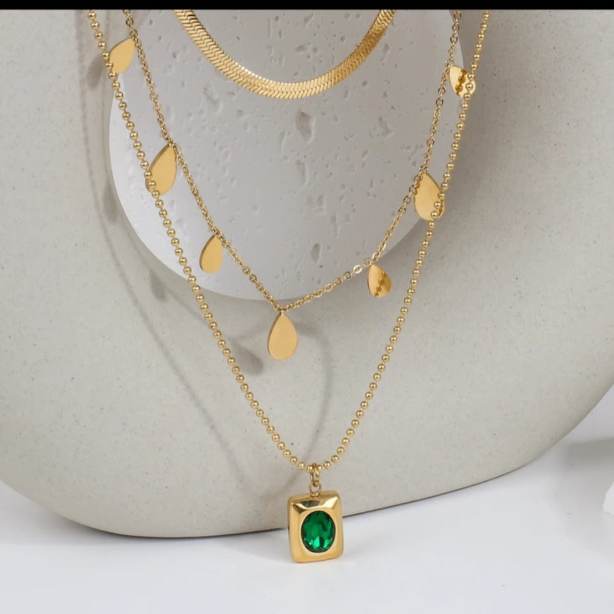 EMERALD ELEGANCE - WATERPROOF LAYERED GOLD NECKLACE - Premium Necklace from www.beachboho.com.au - Just $65! Shop now at www.beachboho.com.au