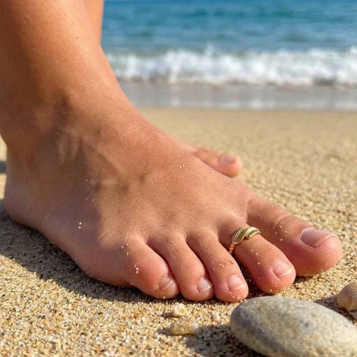 Summer Leaves - Gold Or Silver Waterproof Toe Rings