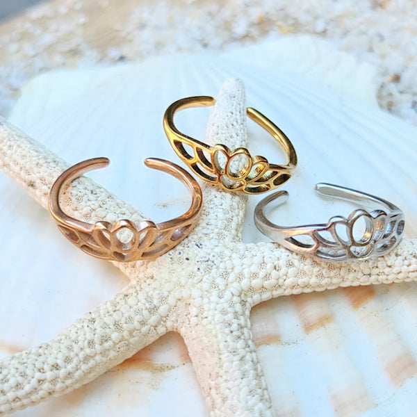 Lotus Rose Gold Gold Silver Waterproof Toe Ring