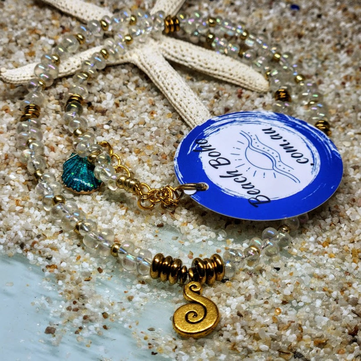 MOON BEADS - MOONSTONE GOLD SWIRL NECKLACE - Premium necklaces from www.beachboho.com.au - Just $80! Shop now at www.beachboho.com.au