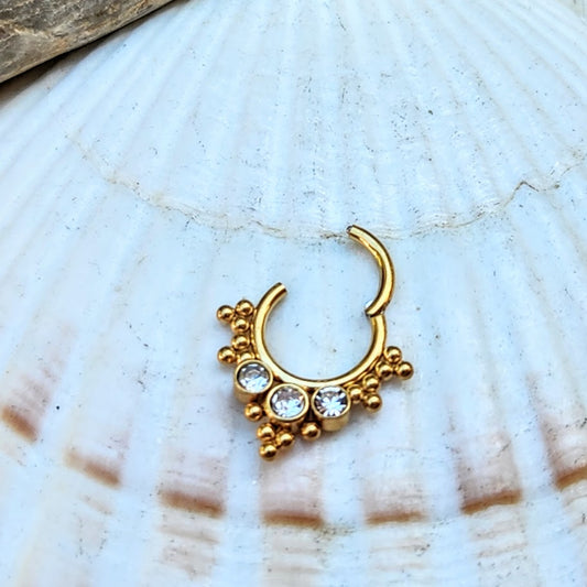 WATERPROOF CUBIC ZIRCONIA HOOP GOLD PIERCING