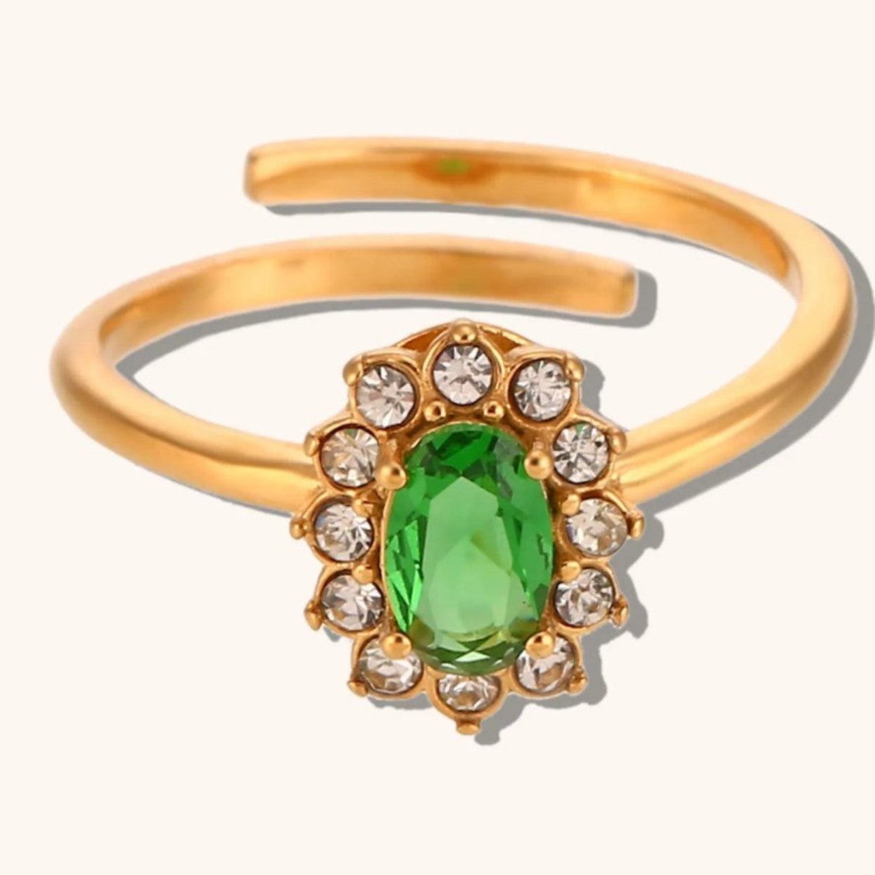 CINQ - CHOICE OF FIVE ADJUSTABLE  CUBIC ZIRCONIA WATERPROOF 18K GOLD RINGS