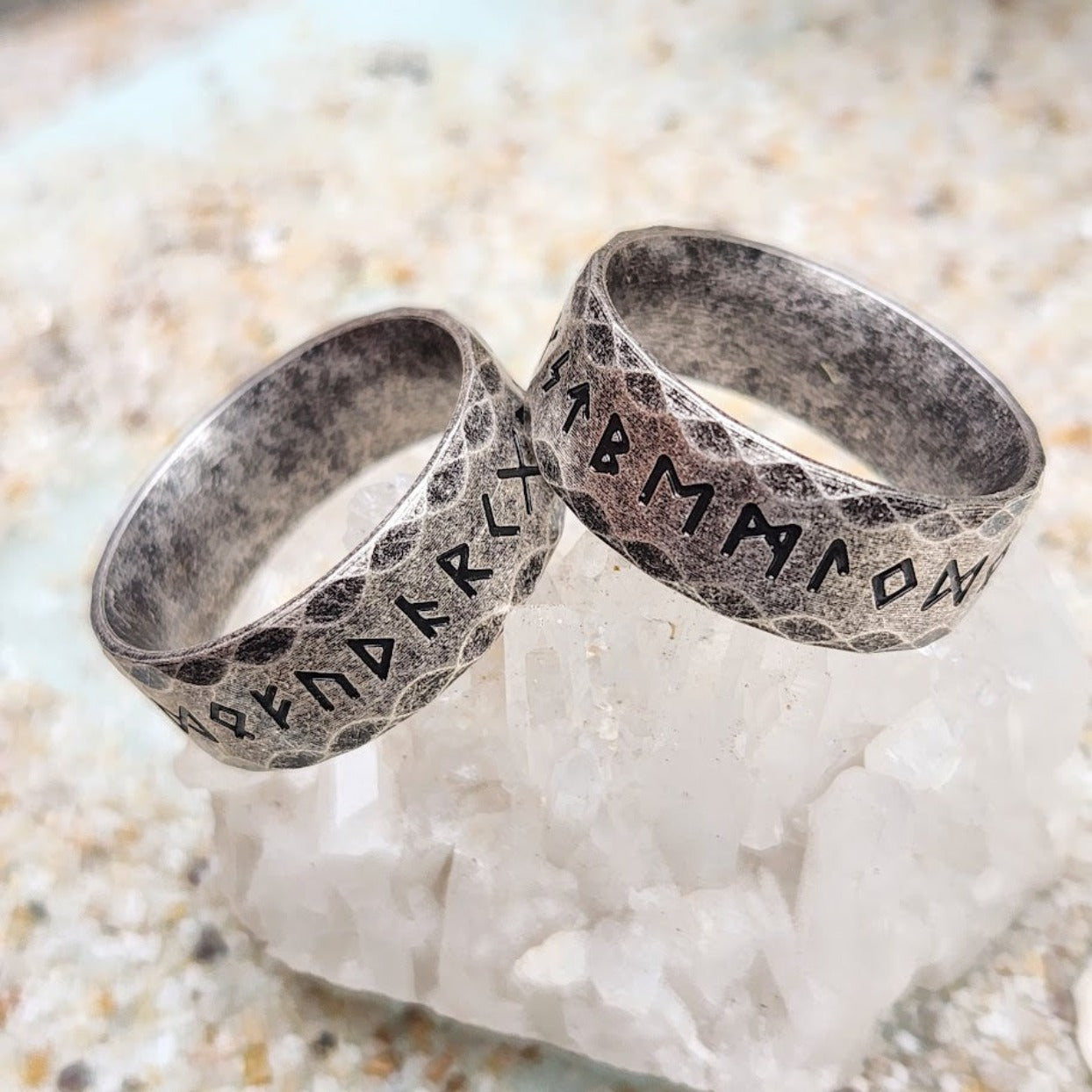 RUNES OXIDISED NORDIC VIKING WATERPROOF SILVER RING