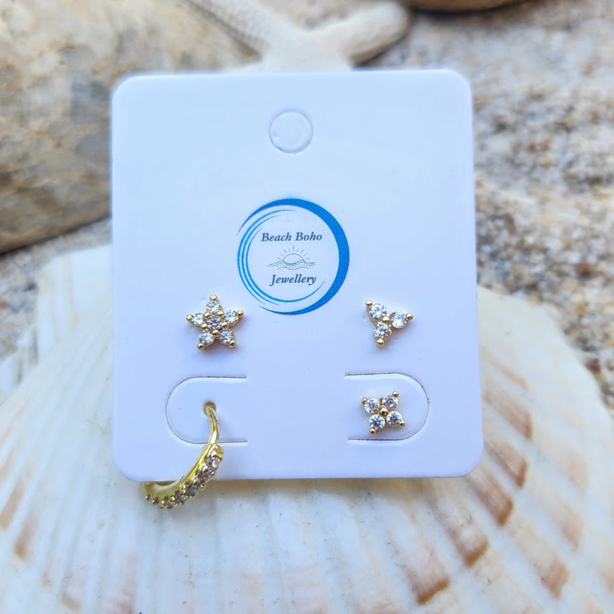 SET OF FOUR - WATERPROOF BLUE CUBIC ZIRCONIA PIERCINGS