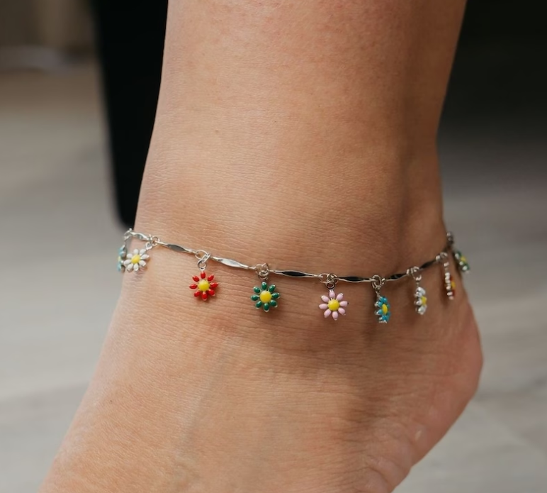 DAISY RAINBOWS 18K GOLD OR SILVER  WATERPROOF ANKLET - Premium anklets from www.beachboho.com.au - Just $49! Shop now at www.beachboho.com.au