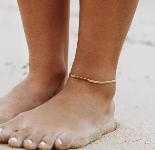 18K GOLD WATERPROOF SNAKE CHAIN ANKLET www.beachboho