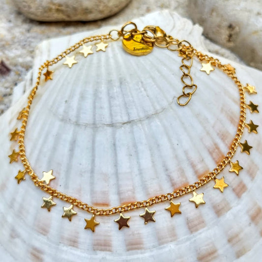 Little Stars -  18ct Gold Waterproof Beach Boho Anklet
