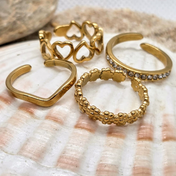 Hearts and Flowers Toe Rings set