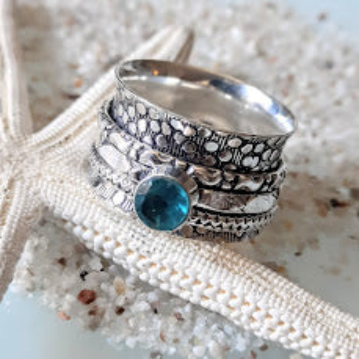 TRUE LOVE  - BLUE TOPAZ 925 SPINNER RING - Premium Rings from www.beachboho.com.au - Just $85! Shop now at www.beachboho.com.au