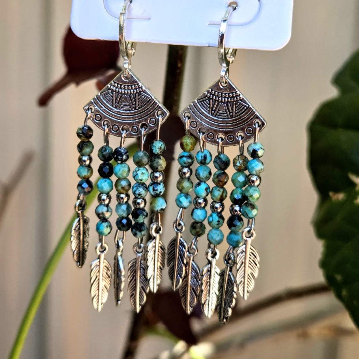 EARTH WISDOM  - HOOK 925 TURQUOISE STONE CLASP EARRINGS