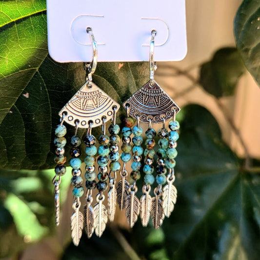 EARTH WISDOM  - HOOK 925 TURQUOISE STONE CLASP EARRINGS